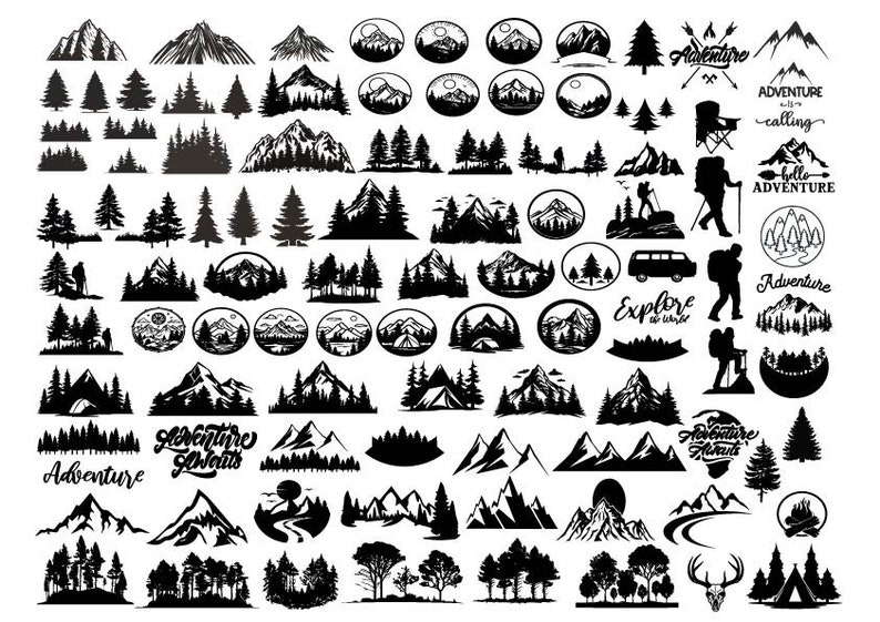 Forêt Bundle SVG, svg forêt, forêt Png Bundle, Clipart forêt, forêt couper des fichiers pour Cricut, aventure Svg, Svg extérieur, montagne Svg image 1