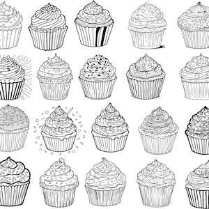 Cupcake Bundle Svg, Cupcake Clipart, Cupcake Cut Files For Cricut, Cartoon Cupcake Svg, Cupcake With Sprinkles Svg, Cupcake Vector