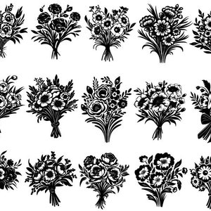 Blumenstrauß SVG, Blumen SVG, Blumenstrauß SVG, Wildblumen SVG, Blumen Clipart, Blumen Schnittdateien für Cricut