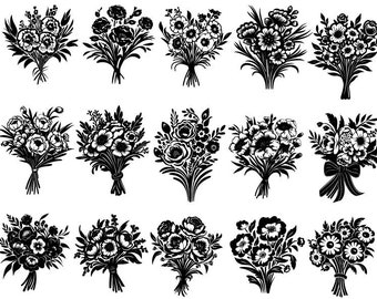 Floral Bouquet Svg, Flowers Svg, Bouquet Svg, Wildflowers Svg, Flower Clipart, Flowers Cut Files For Cricut