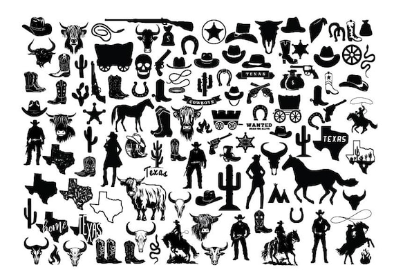 TEXAS BUNDLE SVG, Western Bundle Svg, Western Clipart, Texas Clipart, Western Cut File, Texas Cut File, Cowboy Svg, Texas State Svg
