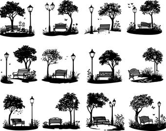Park Scene Svg, Park Clipart, Park Scene Vector, Urban Nature Svg, Urban Landscape Svg, Cityscape Garden Svg