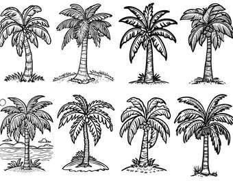 Palmboom SVG-bundel, palmboom SVG, palmboom clipart, palmboom gesneden bestanden voor de Cricut, palmboom silhouet