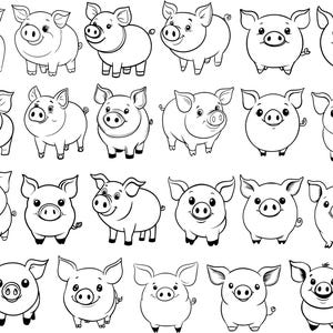 Cerdo de dibujos animados SVG, Cerdo lindo SVG, Clipart de cerdo, Archivos de corte de cerdo para Cricut, Vector de cerdo
