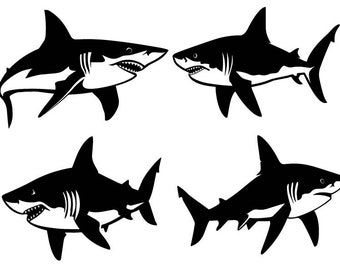 Squalo Svg, Clipart squalo, File tagliati squalo per Cricut, Vettore squalo, Sagoma squalo