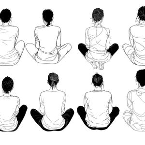 Seated Woman Svg, Woman Clipart, Woman Cut Files For Cricut, Woman Vector, Woman Silhouette