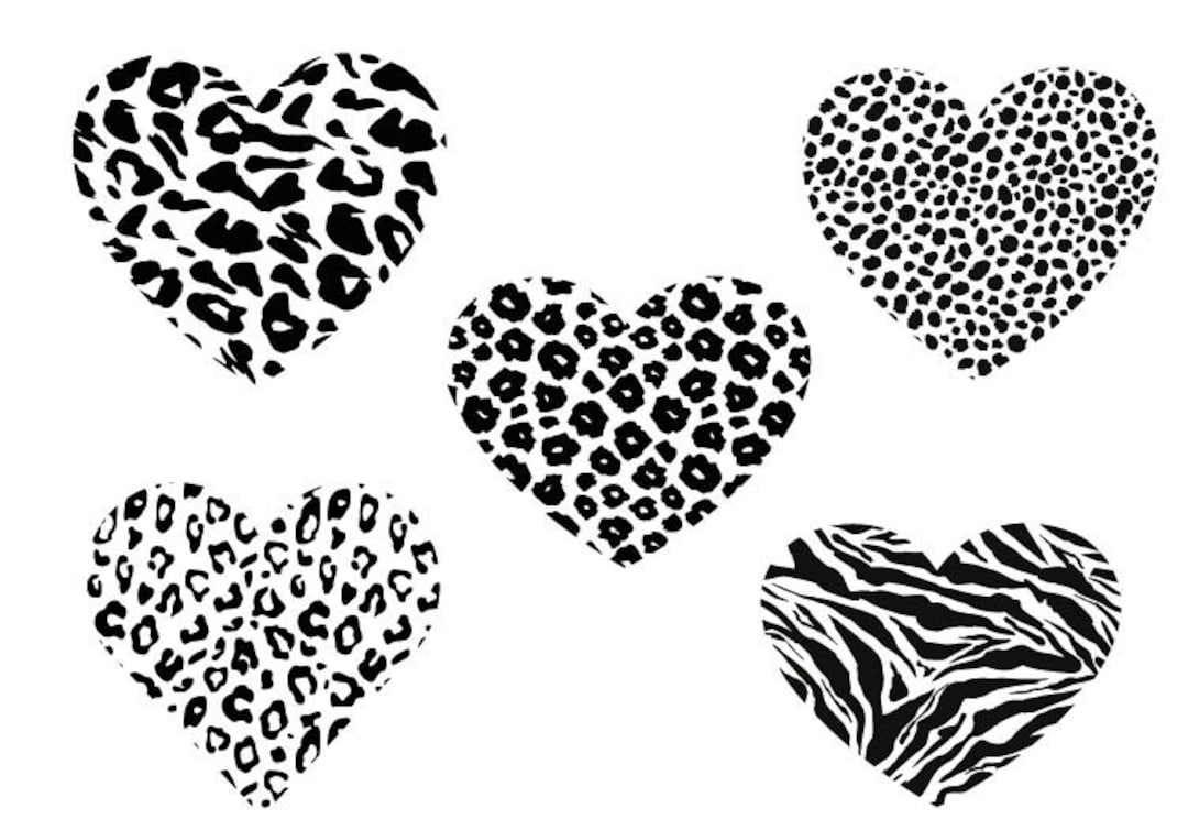 HEARTS SVG , Leopard Print Heart Svg , Valentines Day Svg , Animal