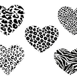 HEARTS SVG, Leopard Print Heart Svg, Dia dos Namorados Svg, Animal Print Hearts Svg, Animal Print Clipart, Hearts Cricut