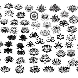 LOTUS SVG, Clipart di loto, file di taglio di loto per Cricut, Clipart di fiore di loto, fiore di loto Cricut, sagoma di loto