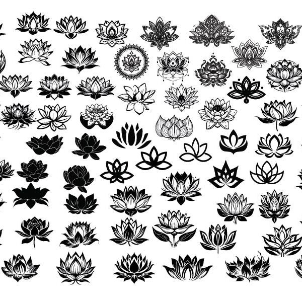 LOTUS SVG, Lotus Clipart, Lotus Cut Files For Cricut , Lotus Flower Clipart, Lotus Flower Cricut, Lotus Silhouette