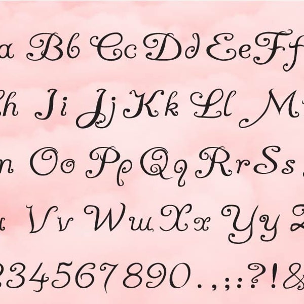 HANDWRITTEN FONT SVG , Curlz Font Svg, Cursive Alphabet Svg , Digital Art