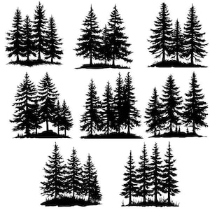 Kiefer Baum zwart, Kiefer Baum Clipart, Weihnachtsbaum zwart, Kiefer Baum geschnitten Dateien für Cricut, Wald svg, Kiefer Baum Vektor
