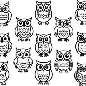 Búho de dibujos animados lindo Svg, paquete de búhos Svg, clipart de búho, pájaro lindo Svg, vector de búho