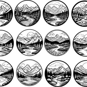 River Scene Svg, Mountain Scene Svg, Nature Svg, Mountain Clipart, River Cut File For Cricut