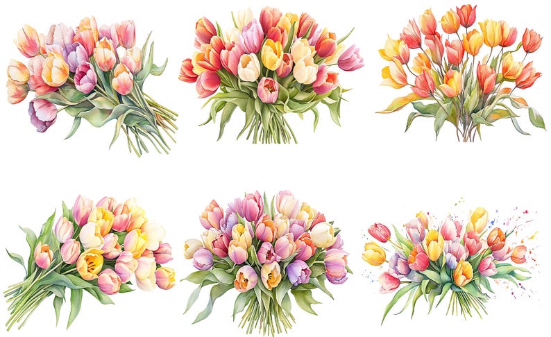 Watercolor Tulips Clipart, Tulip Flowers Png, Spring Flowers Clipart ...