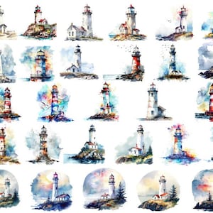 Watercolor Lighthouse Clipart, Lighthouse Clipart Png, Watercolor Nautical Png, Sea Lighthouse Png