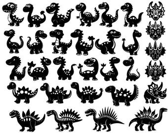 Dinosaur Svg Bundle, Cute Dinosaur Svg, Cartoon Dinosaur Svg, Dinosaur Clipart, Dinosaur Cut Files For Cricut