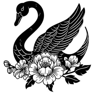 Floral Swan Svg, Swan Clipart, Swan Cut Files For Cricut, Swan Vector