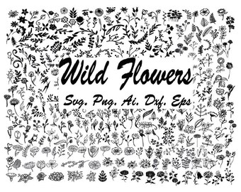 Wildflower Svg Bundle, Wildflower Clipart, Birth Flowers Svg, Twigs Svg, Leafs Svg,  Botanical svg, Wildflower Cricut , Flowers Svg