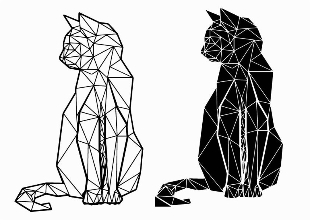 CAT SVG , 3D Cat Design Svg , Cat Cricut , Cat Clipart , Geometric Cat ...