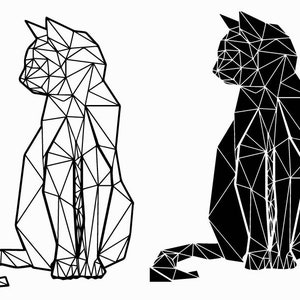 CHAT SVG, 3D chat Design Svg, chat Cricut, Clipart chat, géométrique chat Svg, Puzzle chat Svg