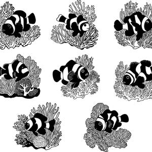 Clownfish Svg Bundle, Clownfish Vector, Clownfish Cut Files For Cricut, Clownfish Clipart, Marine Life Svg