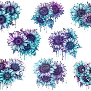 Aquarelle tournesol Clipart Png, tournesol coloré Png, clipart design tournesol, sublimation tournesol dessins Png