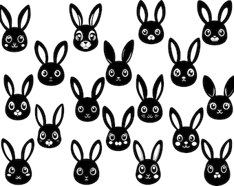 Bunny Face Svg, Bunny Clipart, Bunny Cut Files For Cricut, Easter Bunny Svg, Bunny Vector