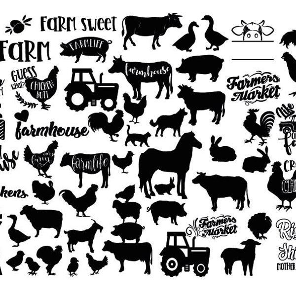 BOERDERIJDIEREN SVG, dieren SVG, boerderij SVG, boerderij dieren Cricut, boerderij dieren clipart, koe SVG, paard SVG, varken SVG