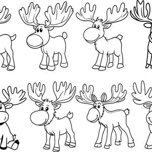 Moose Svg Bundle, Cartoon Moose Svg, Cute Moose Svg, Moose Clipart, Moose Cut Files For Cricut