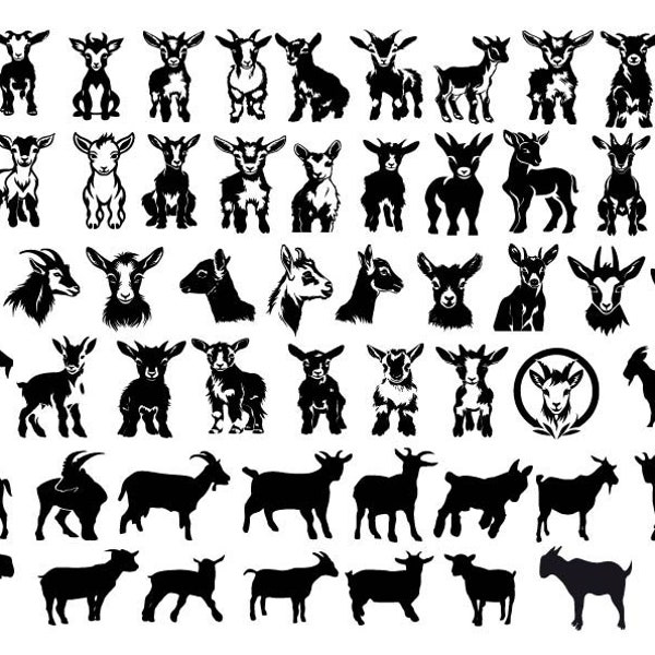 Goats Bundle Svg, Baby Goat Svg, Goats Clipart, Goats Files For Cricut, Goats Silhouette, Goats Vector