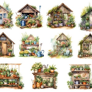 Aquarell Gartenarbeit Png, Vintage Gartengeräte Png, Aquarell Gartenkunst, Aquarell Gartenelemente Clipart