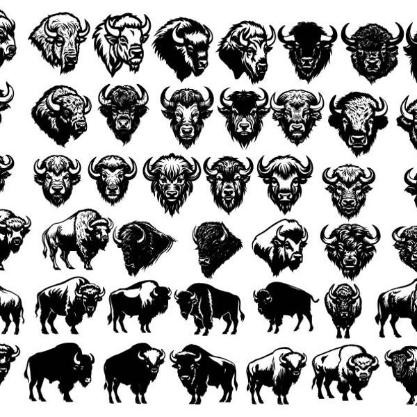 BISON SVG, Bison Svg Bundle, Bison Cut Files For Cricut, Bison Clipart, Bison Silhouette Svg, Buffalo svg, American Buffalo svg,