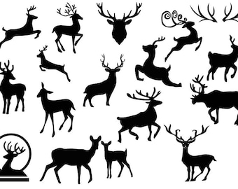 CHRISTMAS REINDEER SVG, Reindeer Svg Files For Cricut, Deer Bundle Svg, Deer Silhouette, Deer Clipart