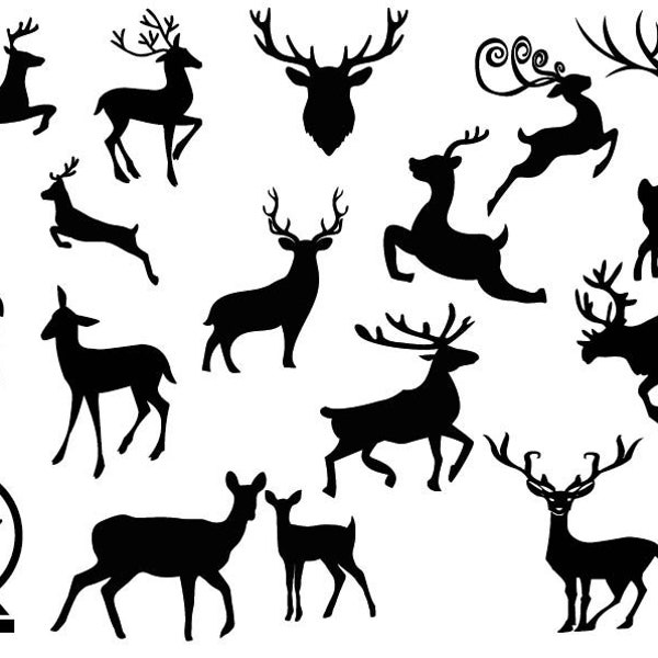 CHRISTMAS REINDEER SVG, Reindeer Svg Files For Cricut, Deer Bundle Svg, Deer Silhouette, Deer Clipart