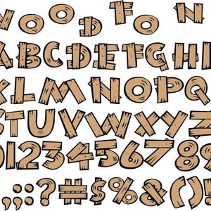 WOOD FONT SVG , Letras y números de madera svg , Archivos para Cricut , Arte Digital