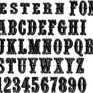 WESTLICHE FONT SVG, Western Alphabet, Dateien für Cricut, digitale Kunst