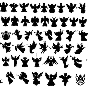 Pacchetto angeli Svg, Angeli di Natale Svg, Clipart angeli, Decorazioni natalizie Svg, File tagliati angeli per Cricut, Vettore angeli