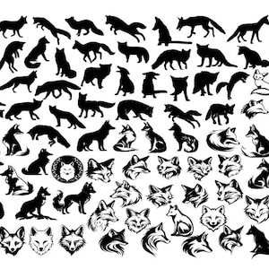 FOX BUNDLE SVG, Fox Clipart, Fox Silhouette, Fox Cut File, Fox Svg, Fox Cricut