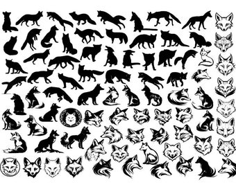 FOX BUNDLE SVG, Fox Clipart, Fox Silhouette, Fox Cut File, Fox Svg, Fox Cricut