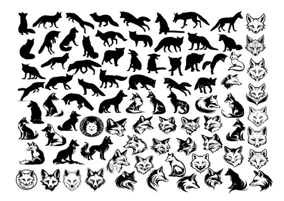 FOX BUNDLE SVG, Fox Clipart, Fox Silhouette, Fox Cut File, Fox Svg, Fox Cricut