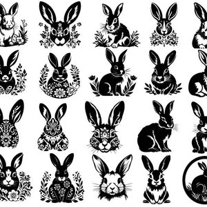 Lapin de Pâques Svg, Svg lapin, Floral lapin, Svg lapin, Svg Pâques, lapin couper des fichiers pour Cricut, Clipart lapin