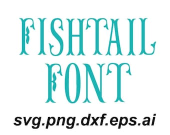 Mermaid Font Svg , Fishtail Font Svg , Clipart , Files for Cricut , Letters & Numbers Svg , Fishtail Alphabet , Digital Art