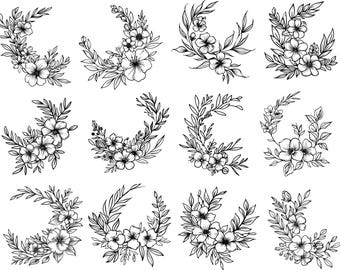 Floral Wreath Svg, Wreath Clipart, Wedding Wreath Svg, Flowers Vector, Flowers Clipart, Laurel Wreath Svg