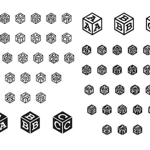 Carattere cubo monogramma Svg, 5 bundle di caratteri cubo Svg, carattere cubo Cricut, clipart carattere cubo, miglior carattere Svg, casella monogramma Svg, carattere monogramma