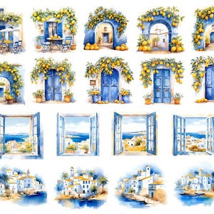 Mediterranean Watercolor Clipart, Watercolor Lemon, Mediterranean Clipart Png, Lemon Clipart