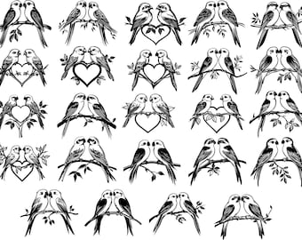 Birds Bundle Svg, Cute Birds Svg, Lovebirds Svg, Birds Clipart, Birds Cut Files For Cricut, Birds Vector