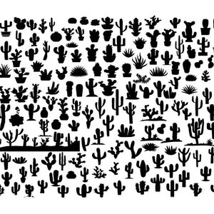 Lot de cactus SVG, cactus coupés pour Cricut, cliparts de cactus, Silhouette de cactus, vecteur de cactus