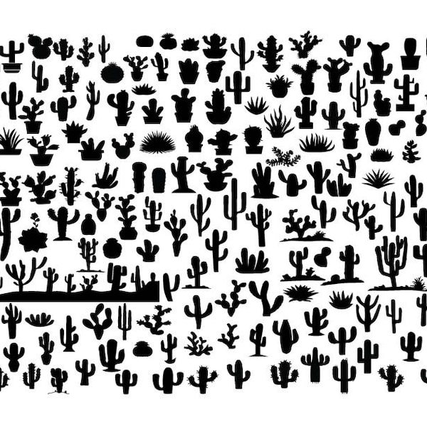 CACTUS SVG BUNDLE, Cactus Cut Files For Cricut , Cactus Clipart, Cactus Silhouette, Cacti Vector