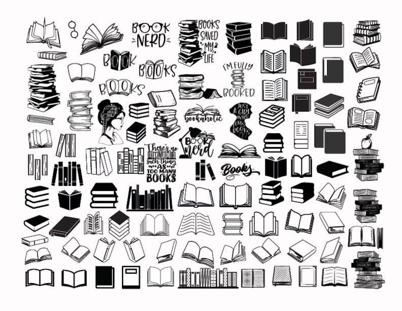 BOOKS SVG BUNDLE, Books Clipart, Books Cut Files for Cricut , Books Svg ...